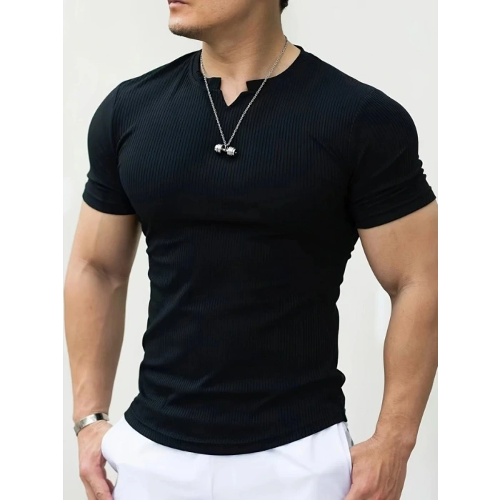 Erkek Kısa Kollu Bisiklet Yaka Burgu Tişört