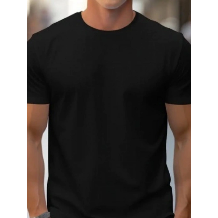 Erkek Kısa Kollu Bisiklet Yaka Iki Iplik Tişört