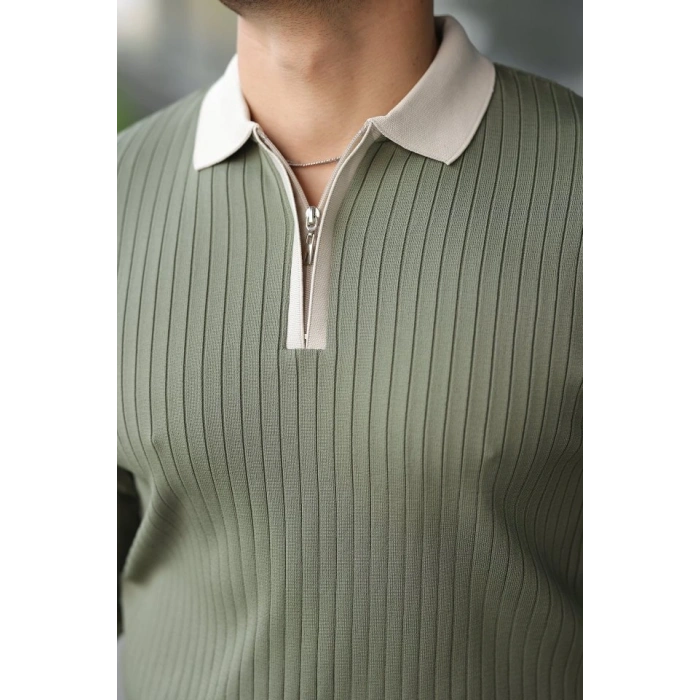 Erkek Kol Ve Yaka Detaylı Uzun Kollu Triko