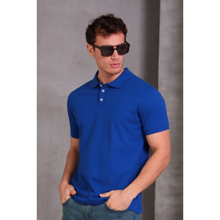 Erkek lim Fit Pamuklu Yumuşak Doku Nefes Alan Kumaş Yakalı Tişört