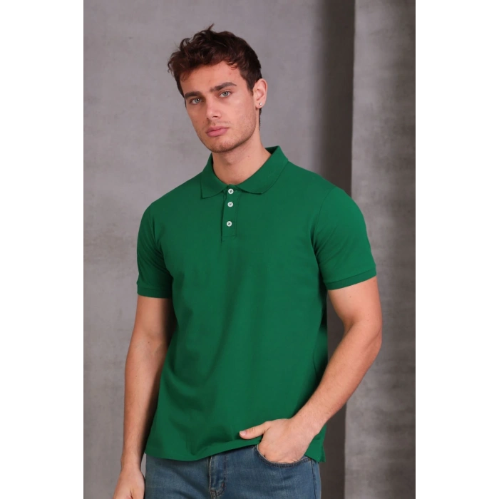 Erkek lim Fit Pamuklu Yumuşak Doku Nefes Alan Kumaş Yakalı Tişört