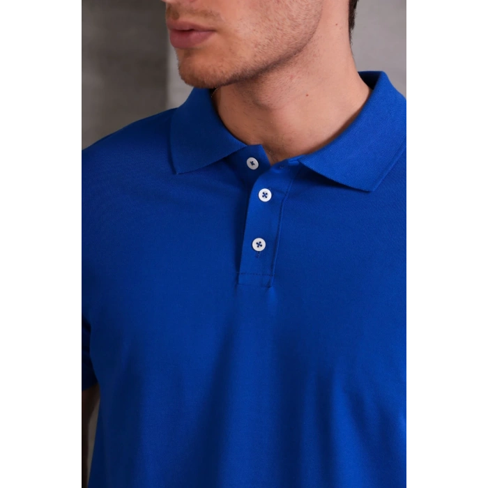 Erkek lim Fit Pamuklu Yumuşak Doku Nefes Alan Kumaş Yakalı Tişört