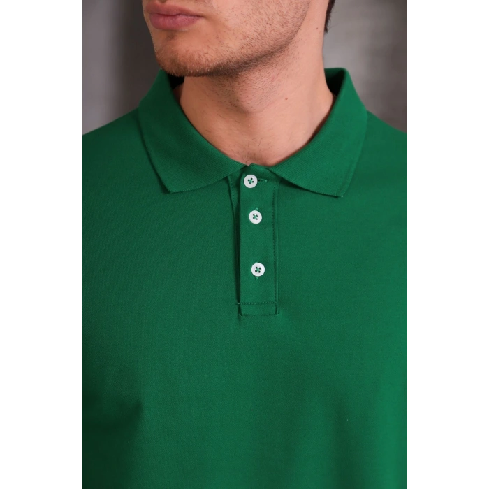 Erkek lim Fit Pamuklu Yumuşak Doku Nefes Alan Kumaş Yakalı Tişört