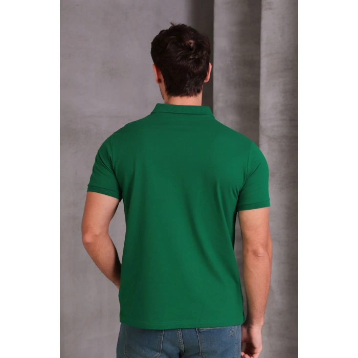 Erkek lim Fit Pamuklu Yumuşak Doku Nefes Alan Kumaş Yakalı Tişört