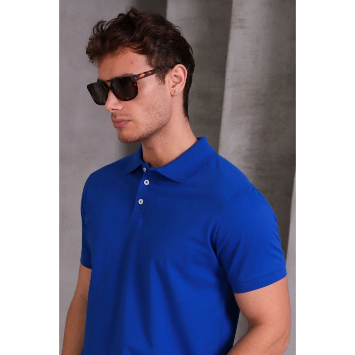 Erkek lim Fit Pamuklu Yumuşak Doku Nefes Alan Kumaş Yakalı Tişört