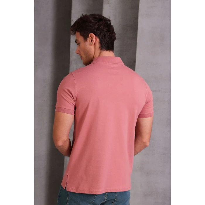 Erkek lim Fit Pamuklu Yumuşak Doku Nefes Alan Kumaş Yakalı Tişört