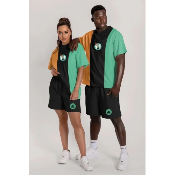 Erkek Nakışlı İkili Şort Takım  Çok Renkli