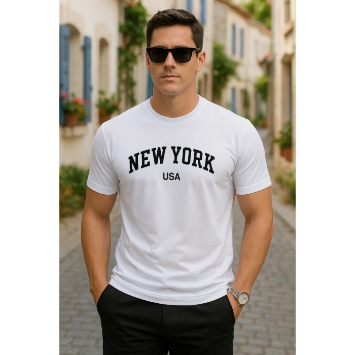 Erkek New York Baskılı Süprem Tshirt