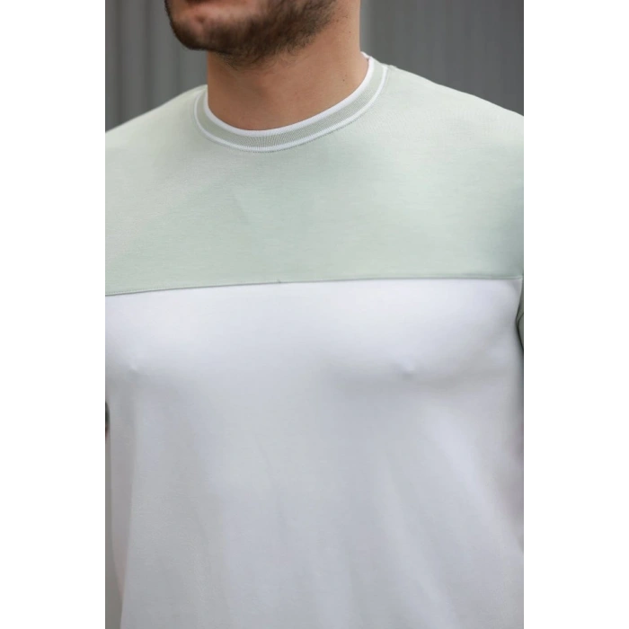 Erkek Parçalı Renk Kısa Kollu Tişört