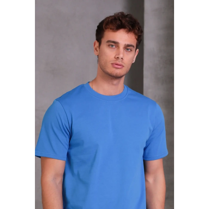 Erkek Relax Fit Bisiklet Yaka %100 Pamuk Rahat Kesim Basic Tişört