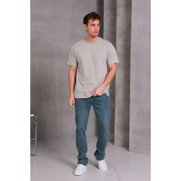 Erkek Relax Fit Bisiklet Yaka %100 Pamuk Rahat Kesim Basic Tişört