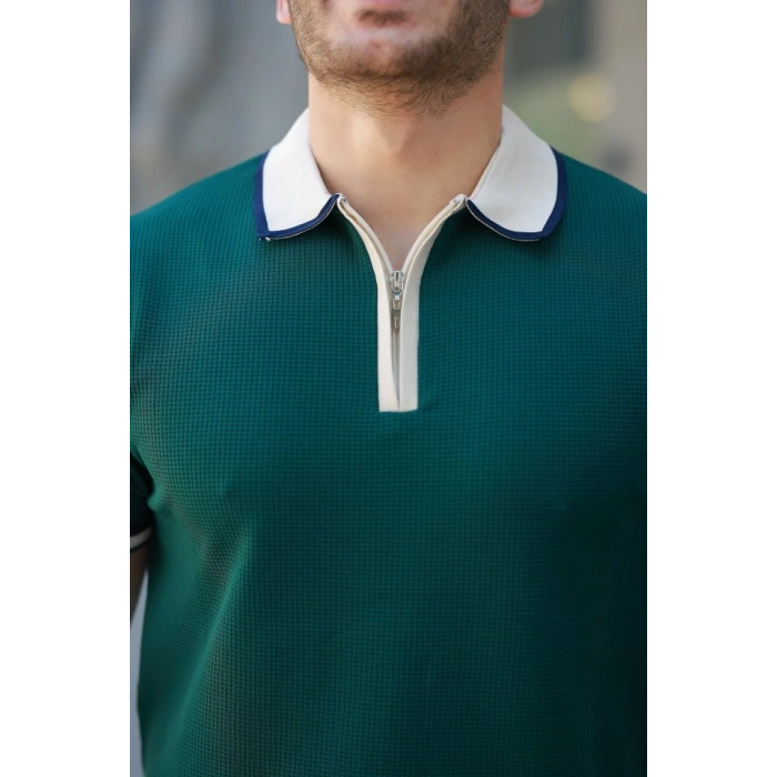 Erkek Renkli Yaka Kısa Kollu Tişört