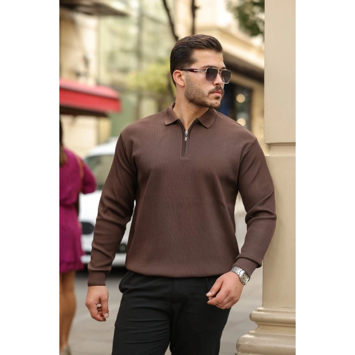 Erkek Selanik örme Yakalı Uzun Kollu Triko