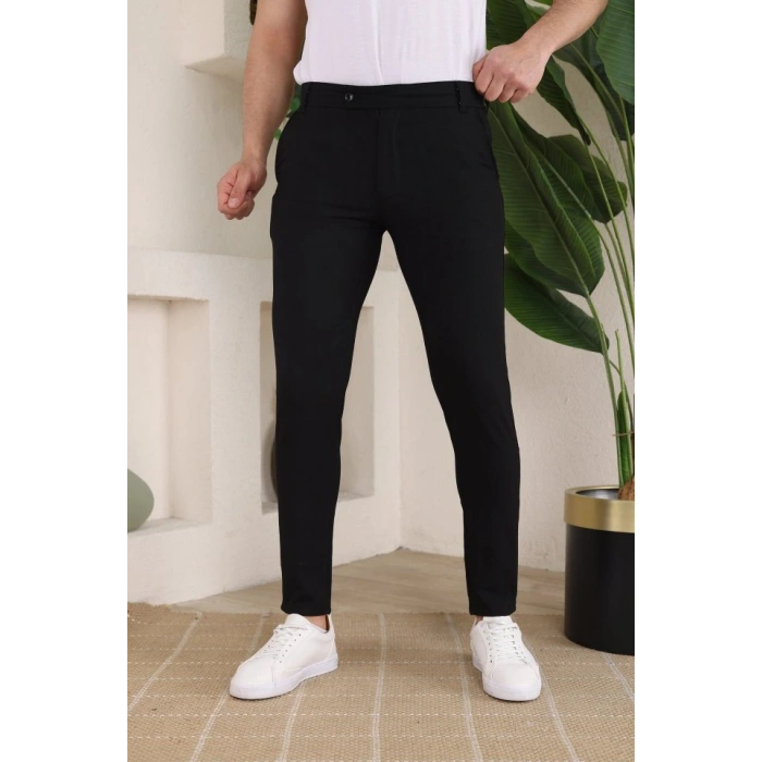 Erkek Slim Fit Likralı Bilek Boy Dilli Kumaş Pantolon