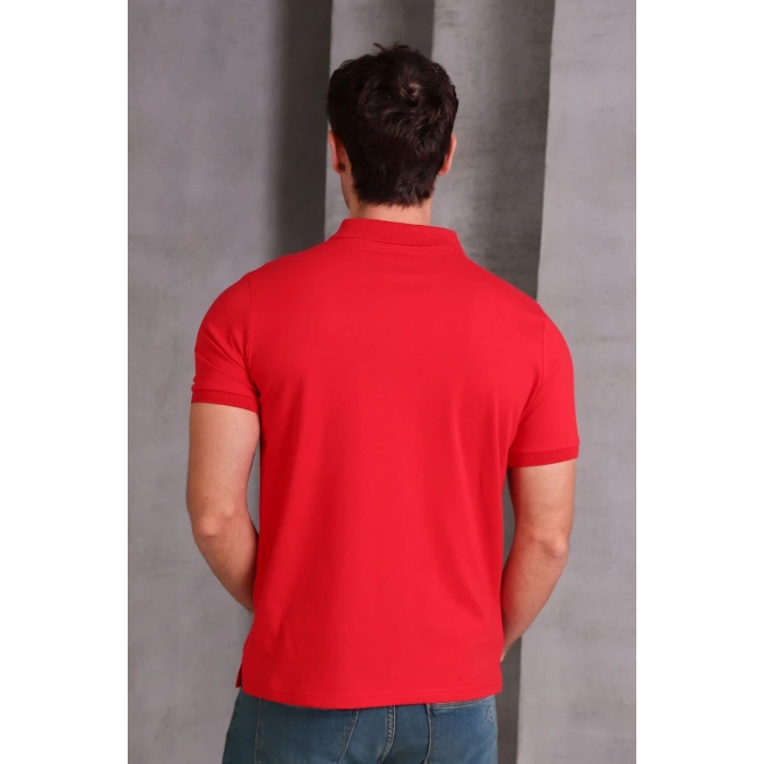 Erkek Slim Fit Pamuklu Yumuşak Doku Nefes Alan Kumaş Yakalı Tişört