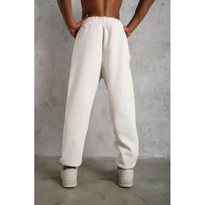 Erkek Üç İplik Alt Eşofman astikli  Beyaz