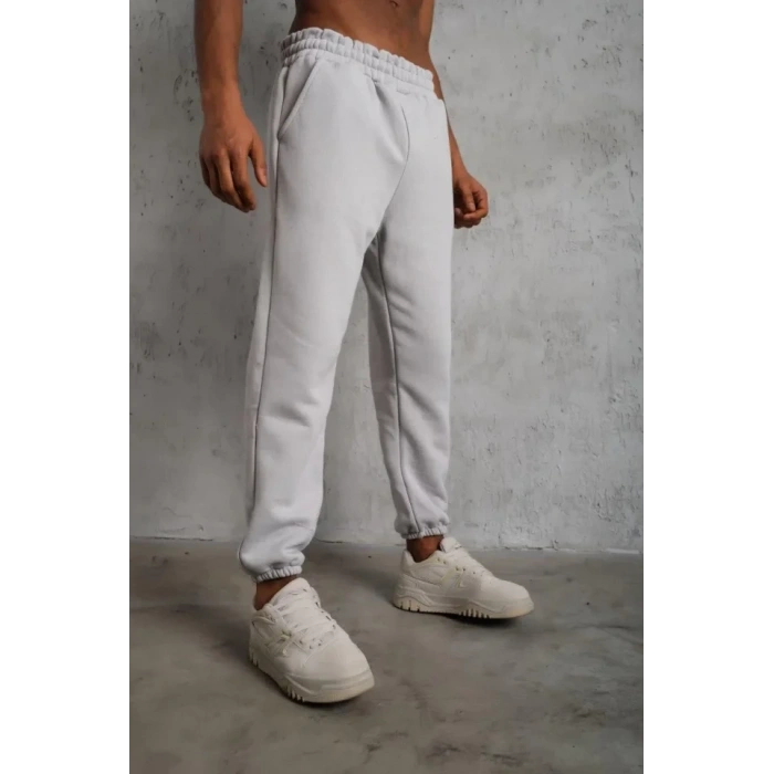 Erkek Üç İplik Alt Eşofman astikli  Gri