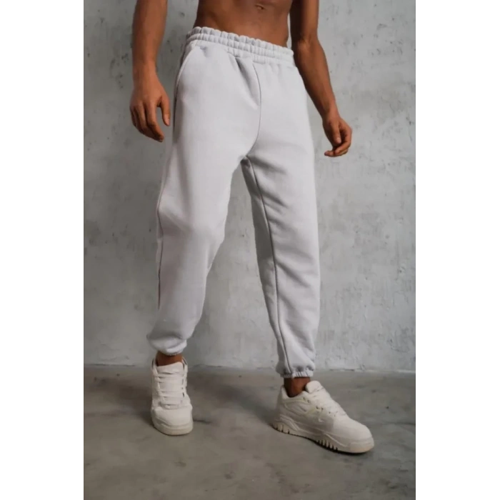 Erkek Üç İplik Alt Eşofman astikli  Gri