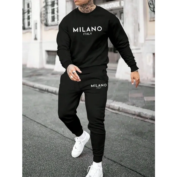 Erkek Uzun Kollu Baskı Detaylı Iki Iplik Takım