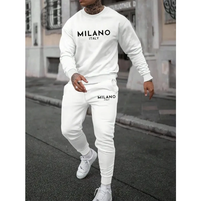 Erkek Uzun Kollu Baskı Detaylı Iki Iplik Takım