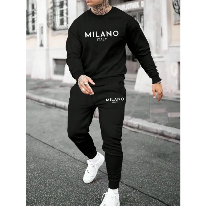 Erkek Uzun Kollu Baskı Detaylı Iki Iplik Takım