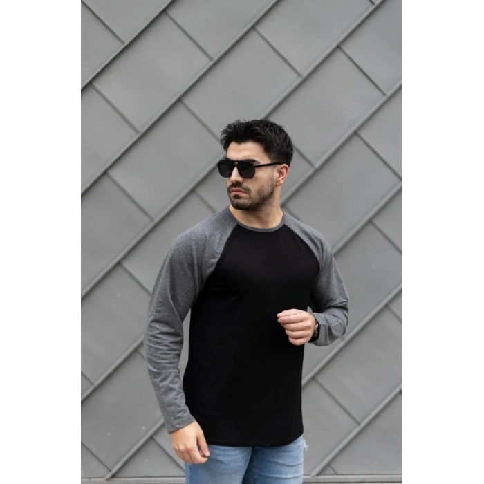 Erkek Uzun Kollu Bisiklet Yaka Viskon Iki Iplik Sweat