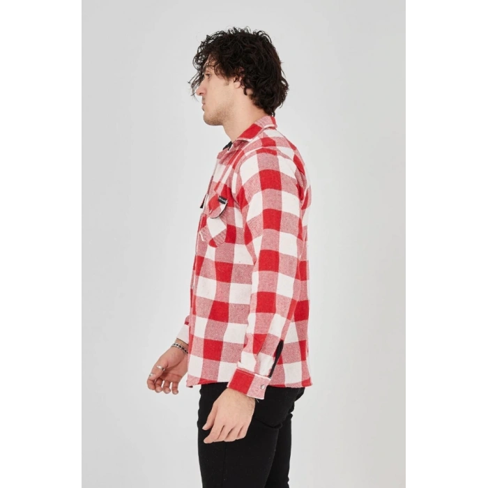 Erkek Uzun Kollu Oduncu Gömlek  Kırmızı