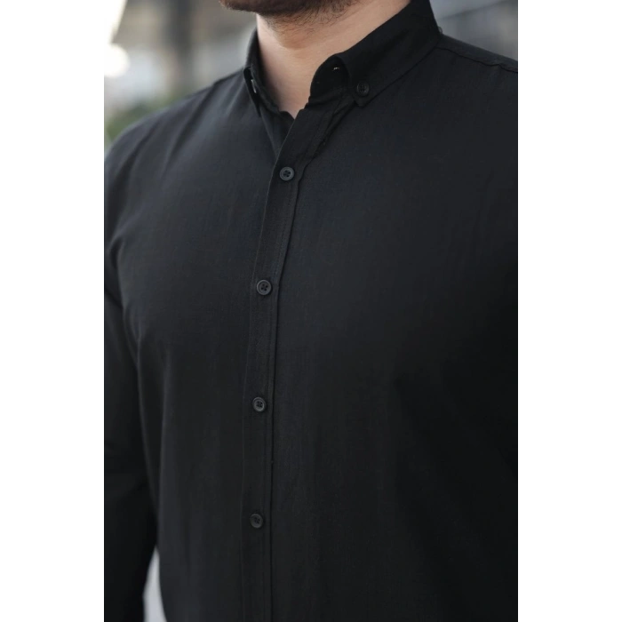 Erkek Uzun Kollu Rahat Keten Gömlek