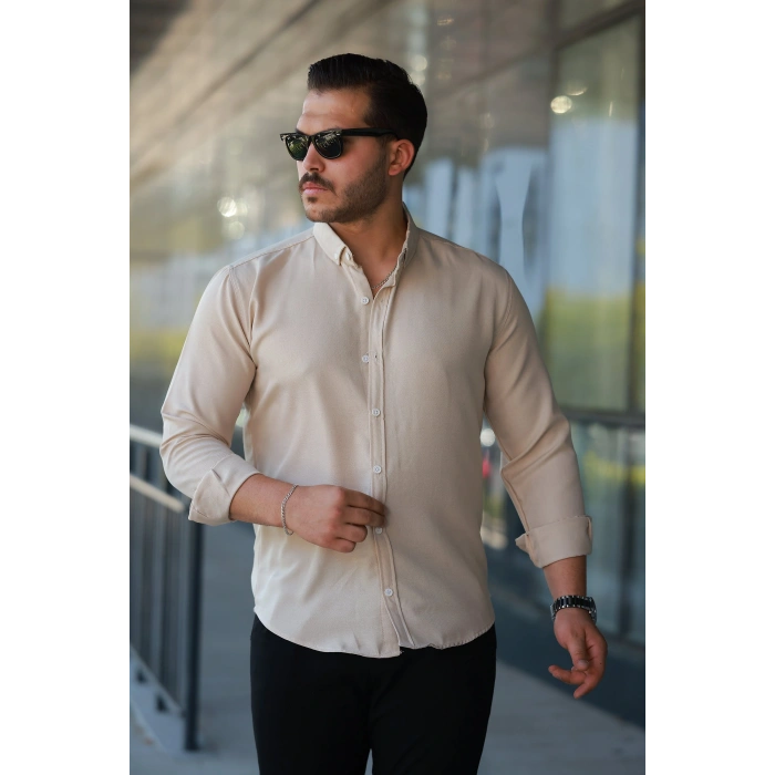 Erkek Uzun Kollu Regular ofya Keten Gömlek