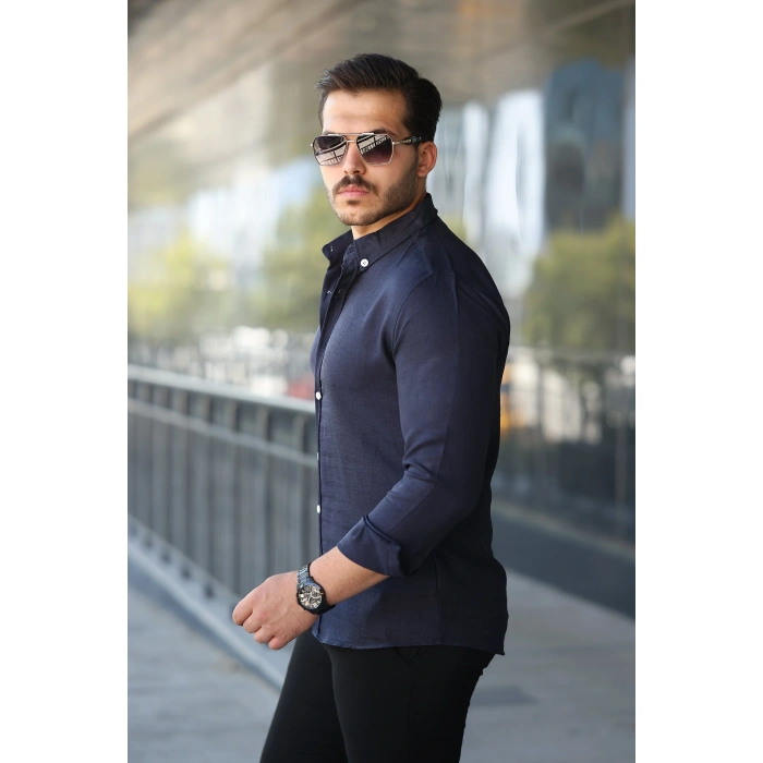 Erkek Uzun Kollu Regular ofya Keten Gömlek