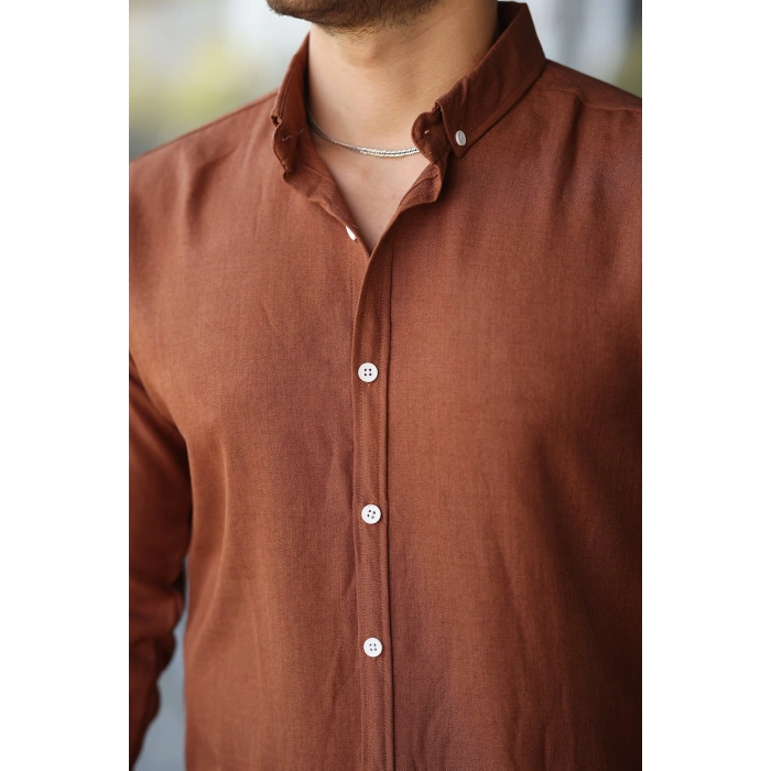 Erkek Uzun Kollu Regular ofya Keten Gömlek
