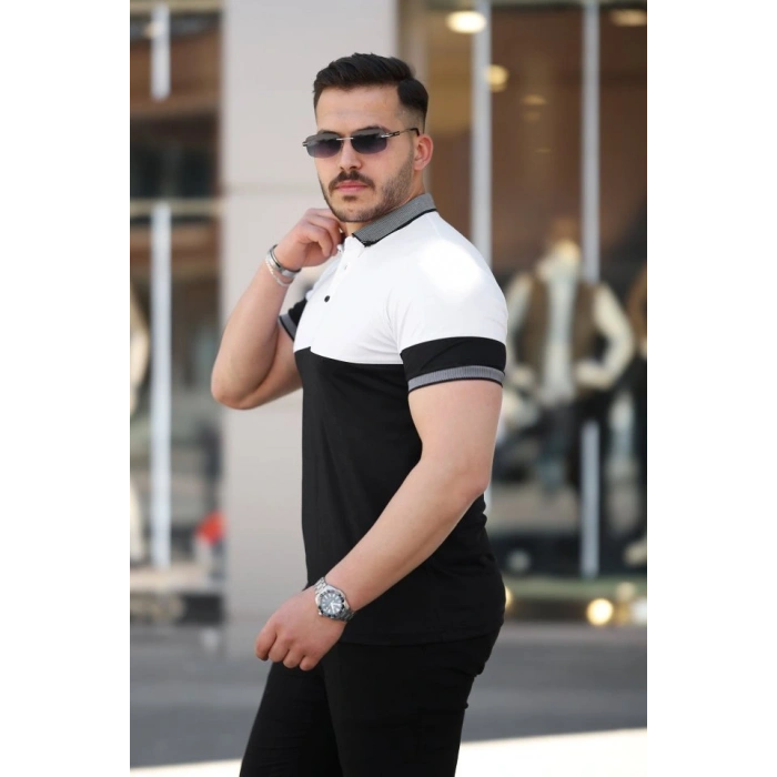 Erkek Yakalı çift Renk Kısa Kollu Tshirt