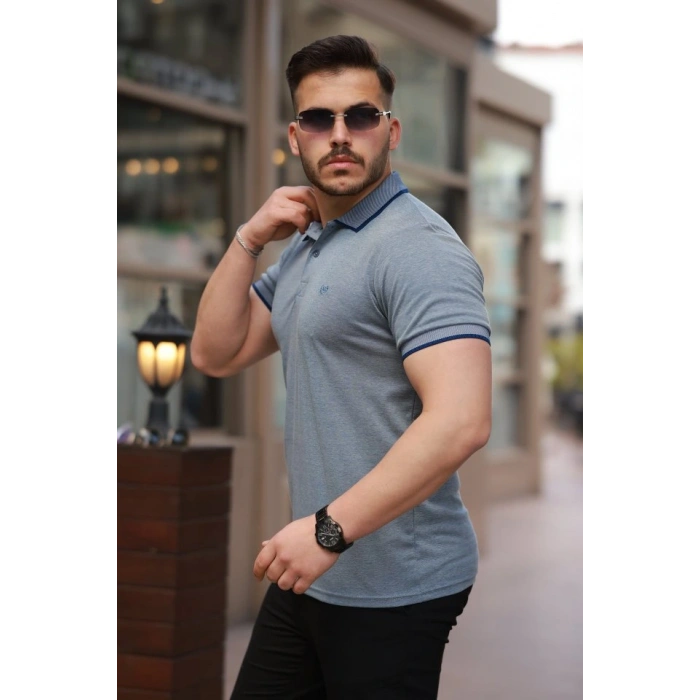 Erkek Yakalı Kagi Kumaş Kısa Kollu Tshirt