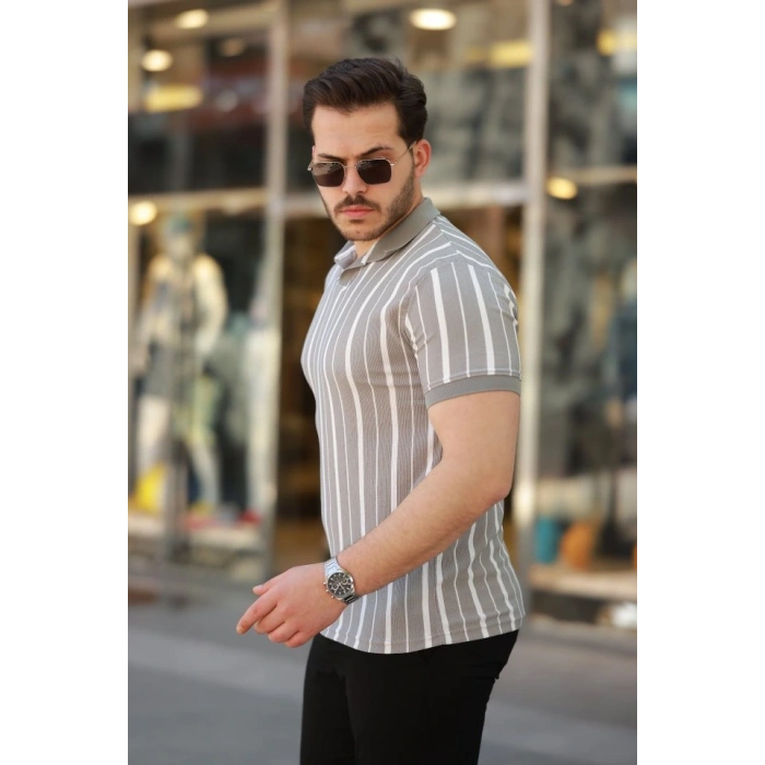 Erkek Yakalı örme Kumaş Kısa Kollu Tshirt