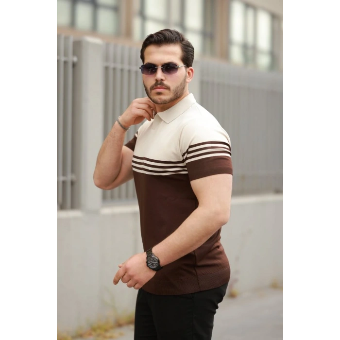 Erkek Yakalı Parça Renk Kısa Kollu Tshirt