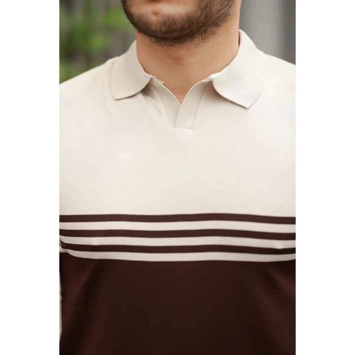 Erkek Yakalı Parça Renk Kısa Kollu Tshirt