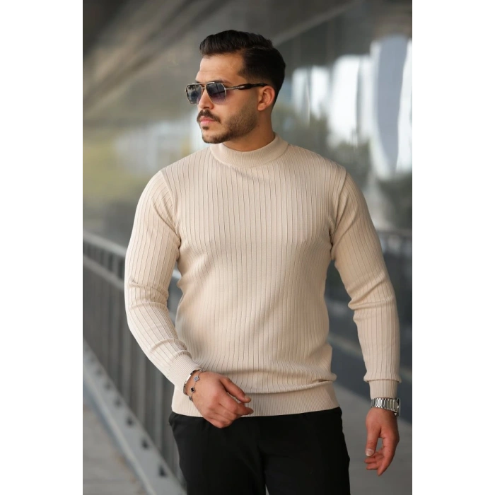 Erkek Yarım Balıkçı Yaka Fitilli Triko