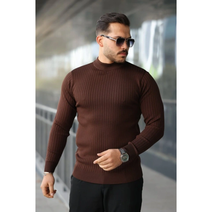 Erkek Yarım Balıkçı Yaka Fitilli Triko