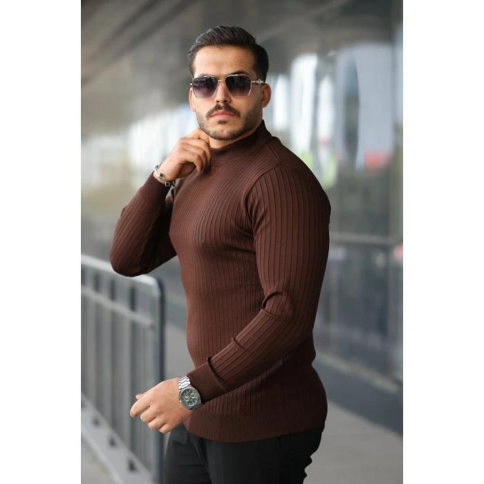 Erkek Yarım Balıkçı Yaka Fitilli Triko