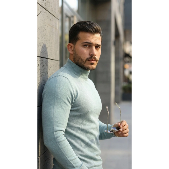 Erkek Yarım Balıkçı Yaka Pamuklu Triko