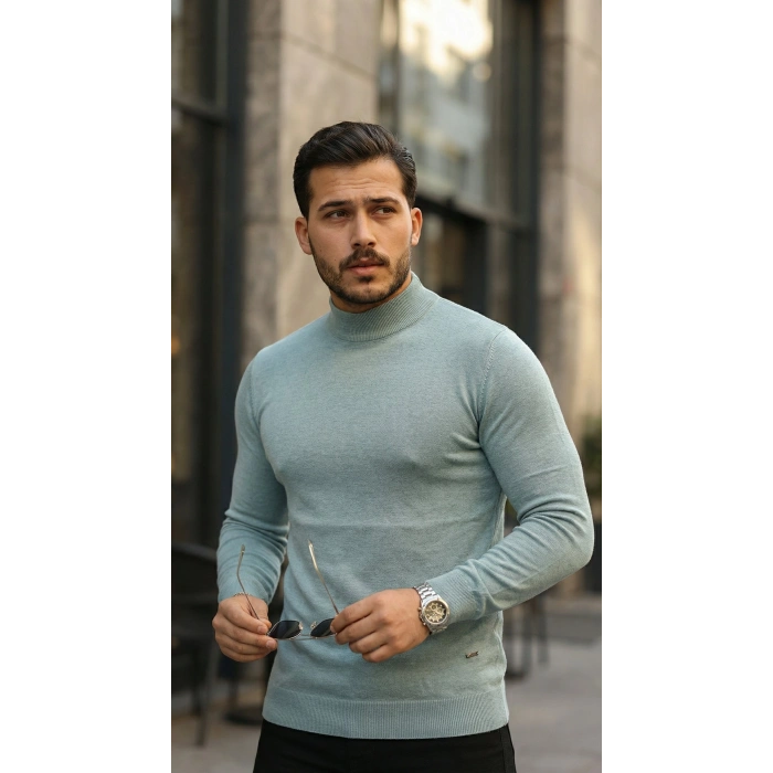 Erkek Yarım Balıkçı Yaka Pamuklu Triko