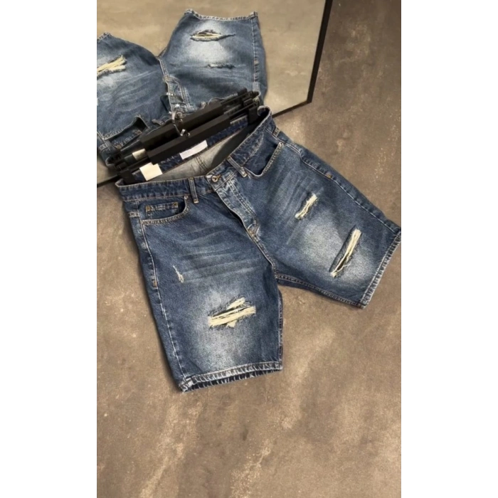 Erkek Yırtık Detaylı Kot Şort