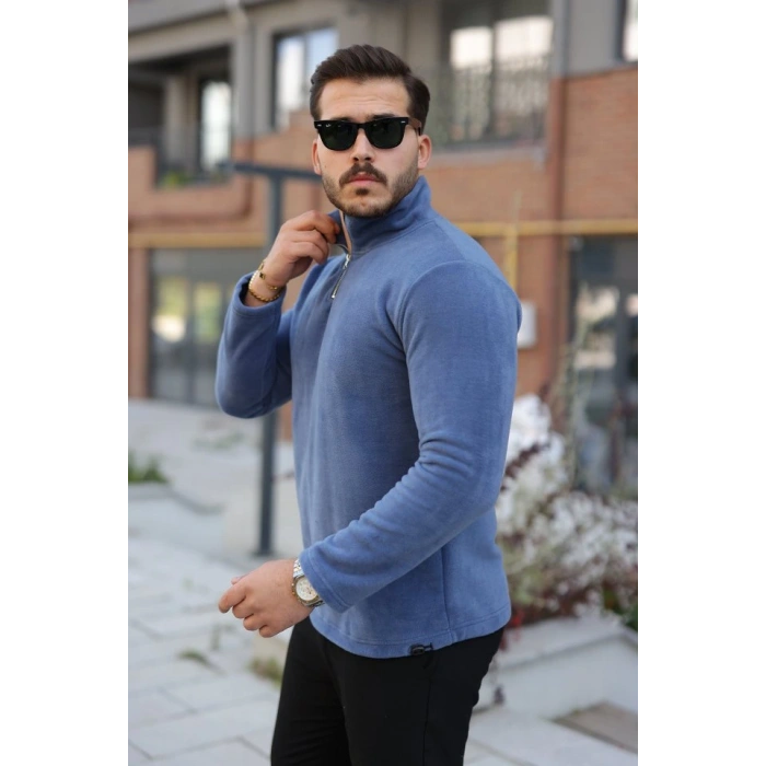 Erkek Zip Yaka Beli astikli Polar