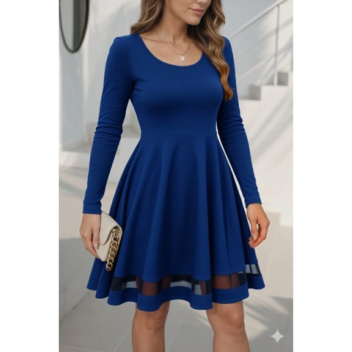 Etek Tül Detay Krep Elbise