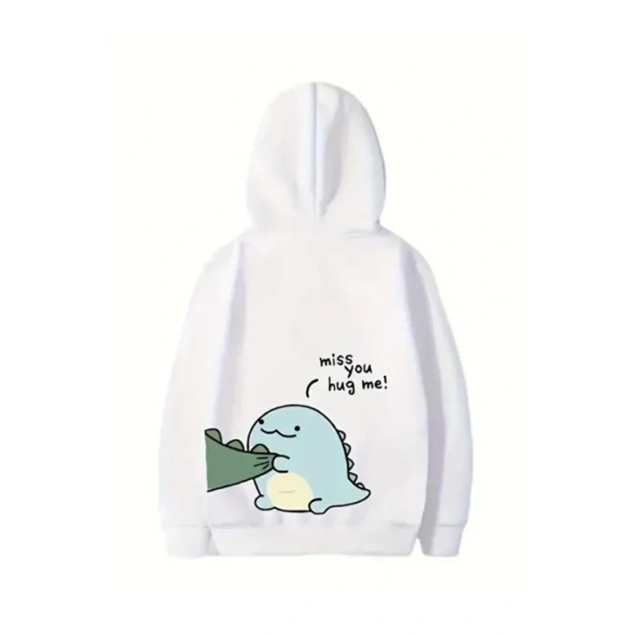 evgililer Günü Baskılı Oversize Kapüşonlu weatshirt Hoodie  Beyaz