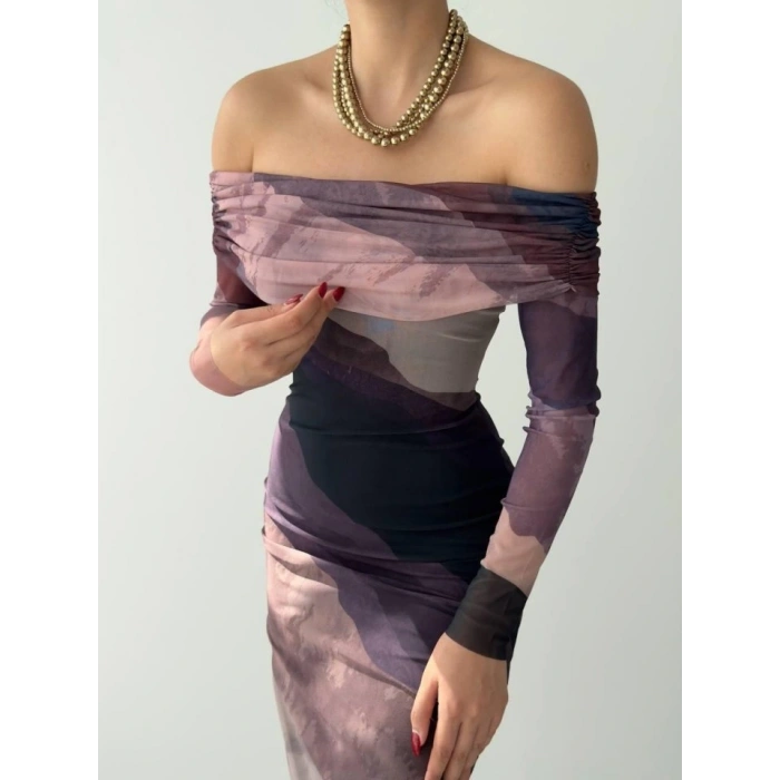 evilla Madonna Yaka Tül Elbise