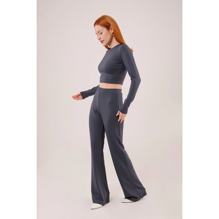 Fitilli Bluz Ve Pantolon Antrasit İkili Takım