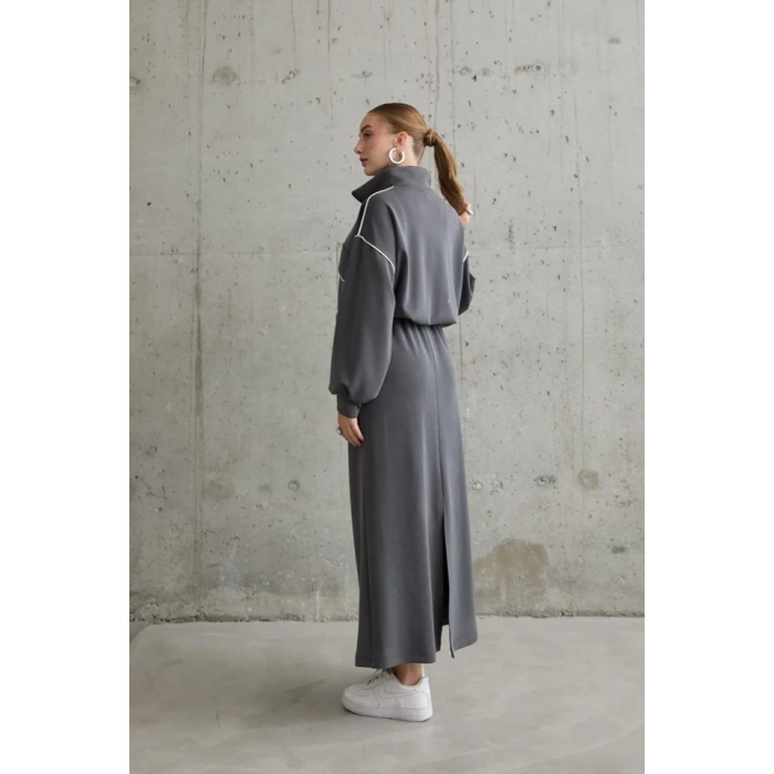 Füme Biyeli Sweatshirt Ve Etek Takım