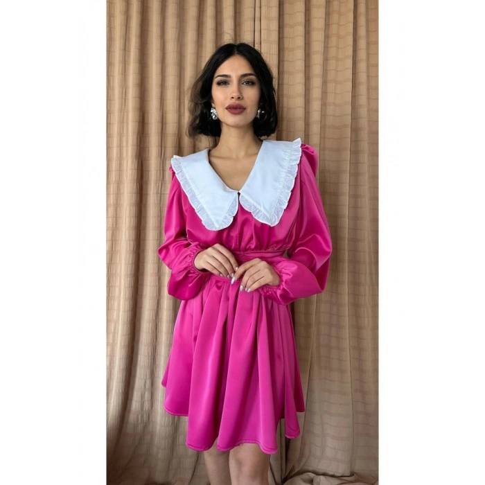 Fuşya Bebe Yakalı Elbise