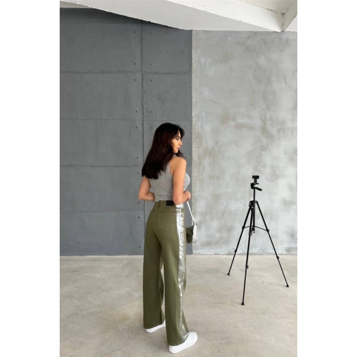 GABARDİN PALAZZO PANTOLON  Haki